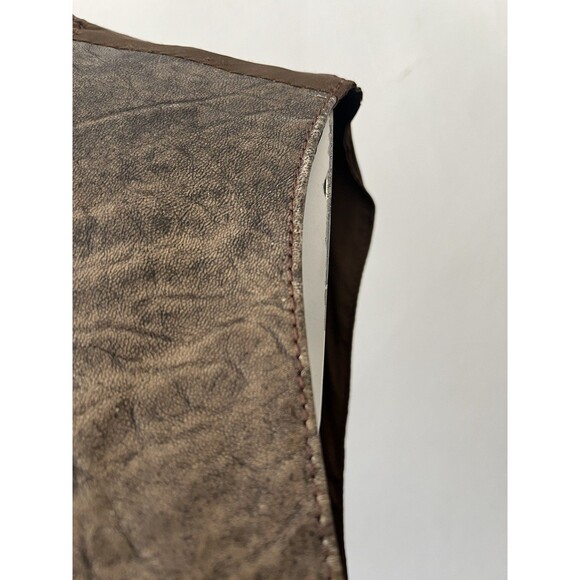 Pierre Balmain Paris Olive Green Rustic Distresssd Leather Vest Size 2 w/flaws - Picture 9 of 11